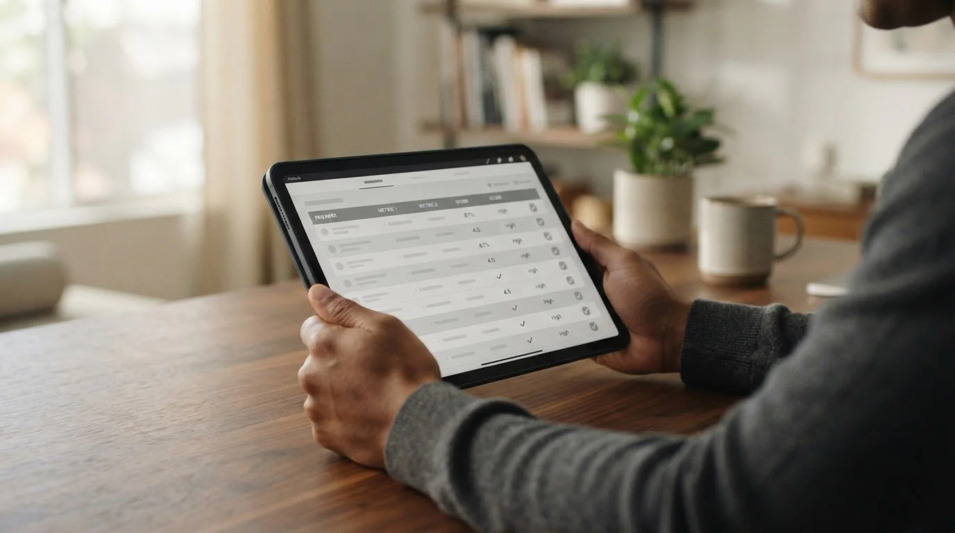 Vergleichstabelle verschiedener Wettanbieter auf Tablet-Bildschirm