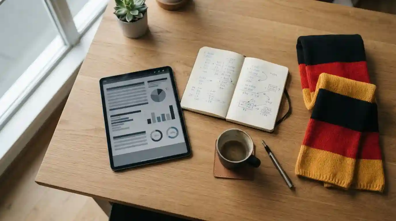 Analyse von Bundesliga-Wettquoten und Margen auf einem Tablet