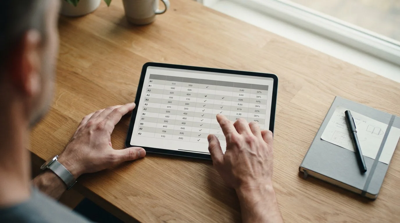 Tablet zeigt Vergleichstabelle verschiedener Wettanbieter mit Cashout-Optionen