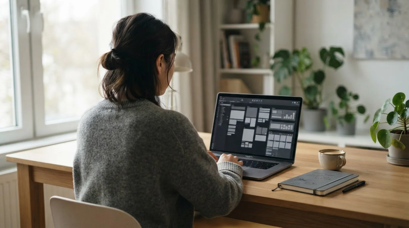 Person analysiert Wettsysteme und Anbietervergleich am Laptop in ruhiger Arbeitsumgebung