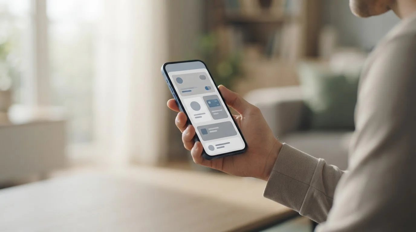 Smartphone mit Auswahl verschiedener Zahlungsmethoden