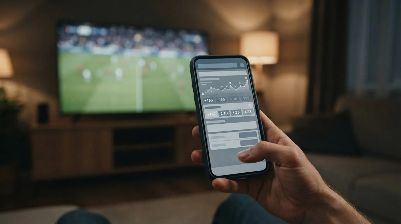 Dynamische Quotenänderungen während eines Live-Fußballspiels auf einem Smartphone-Bildschirm