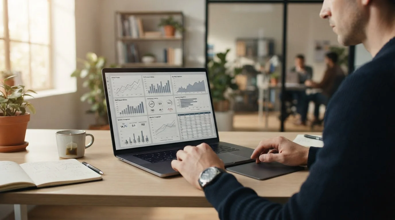 Analytisches Dashboard mit Wettquoten-Vergleich und Profitabilitätskennzahlen auf Monitor