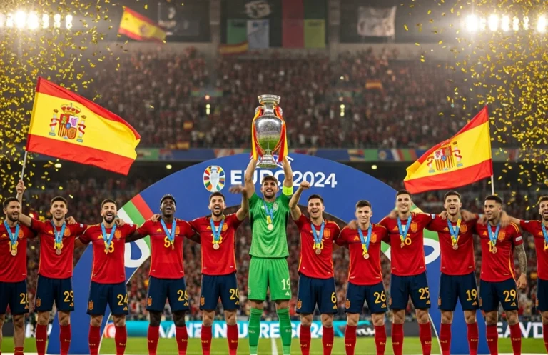 Spanien EM 2024 Europameister mit Pokal
