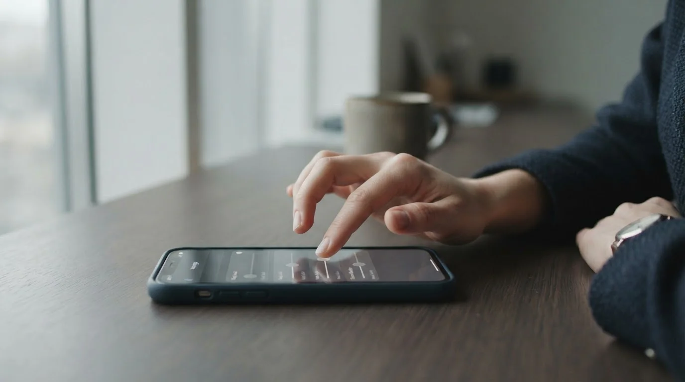 Hand stellt Einsatzlimit auf Smartphone-Bildschirm ein