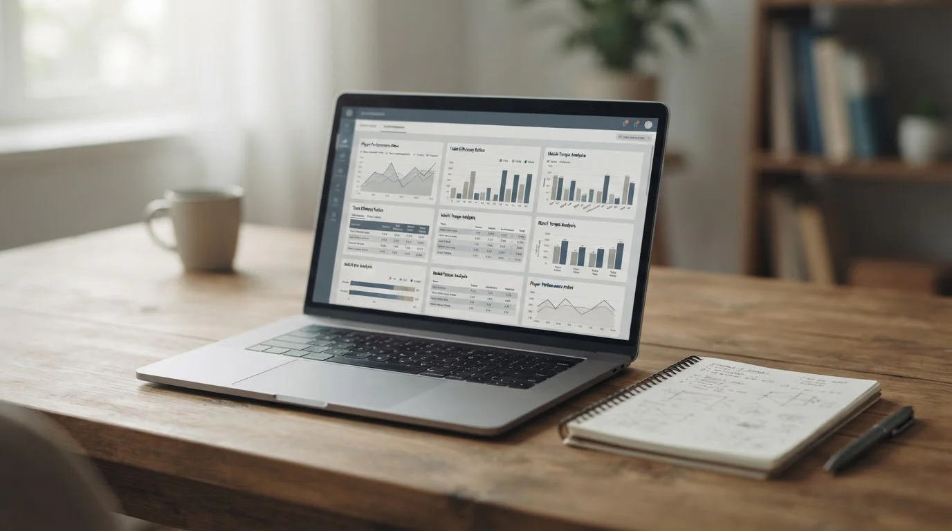 Analytische Auswertung von Wettdaten und Statistiken auf einem Laptop